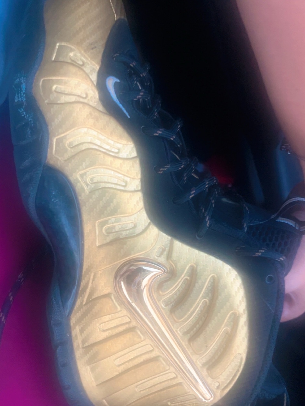 Nike Kids Black and Gold Foamposite-Style Sneakers